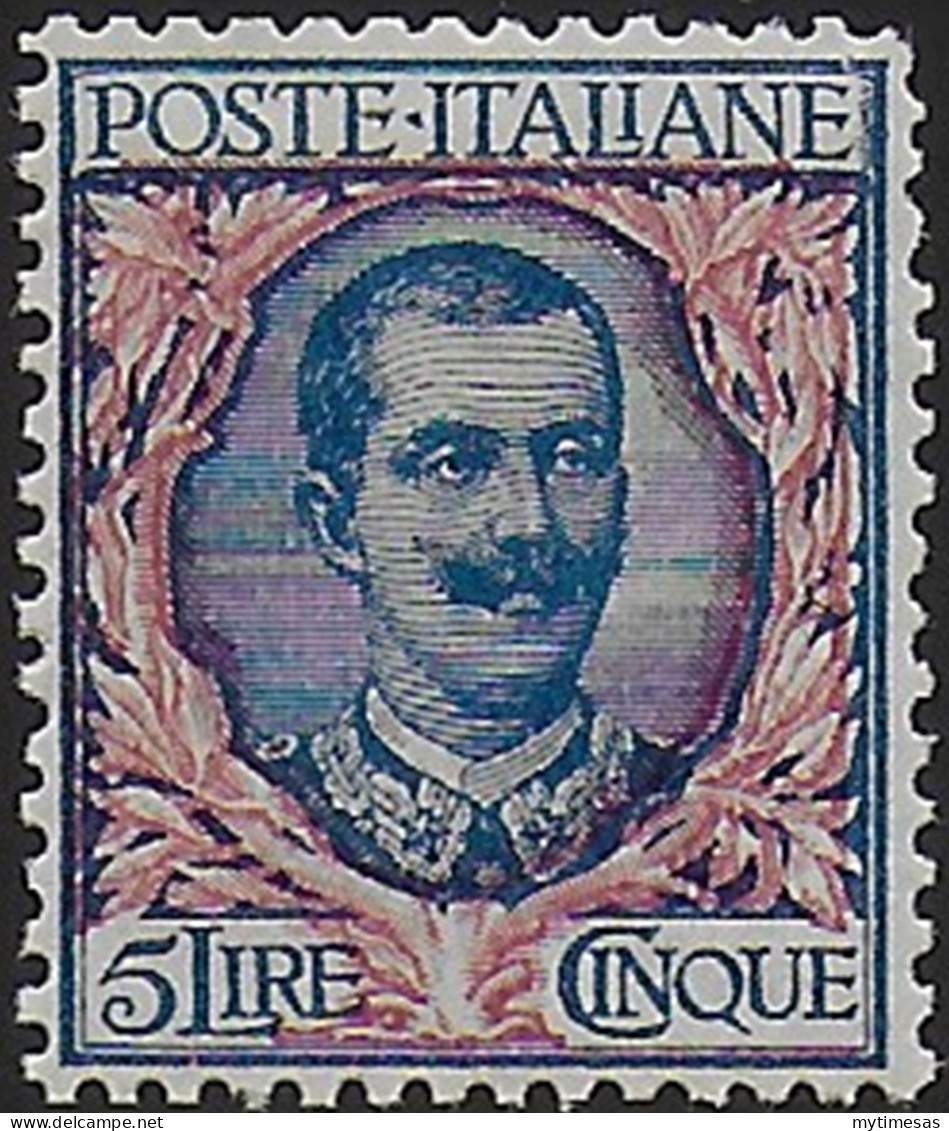 1901 Italia VE III Lire 5 Azzurro Rosa Sup MNH Sassone N.78 - Altri & Non Classificati