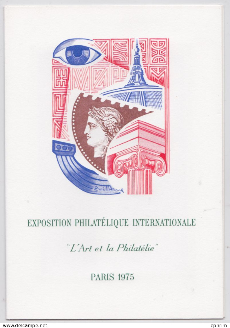 France Paris Exposition Philatélique Internationale Art Et Philatélie Bloc Arphila 1975 Encart De Prestige Numéroté 5619 - Documents Of Postal Services