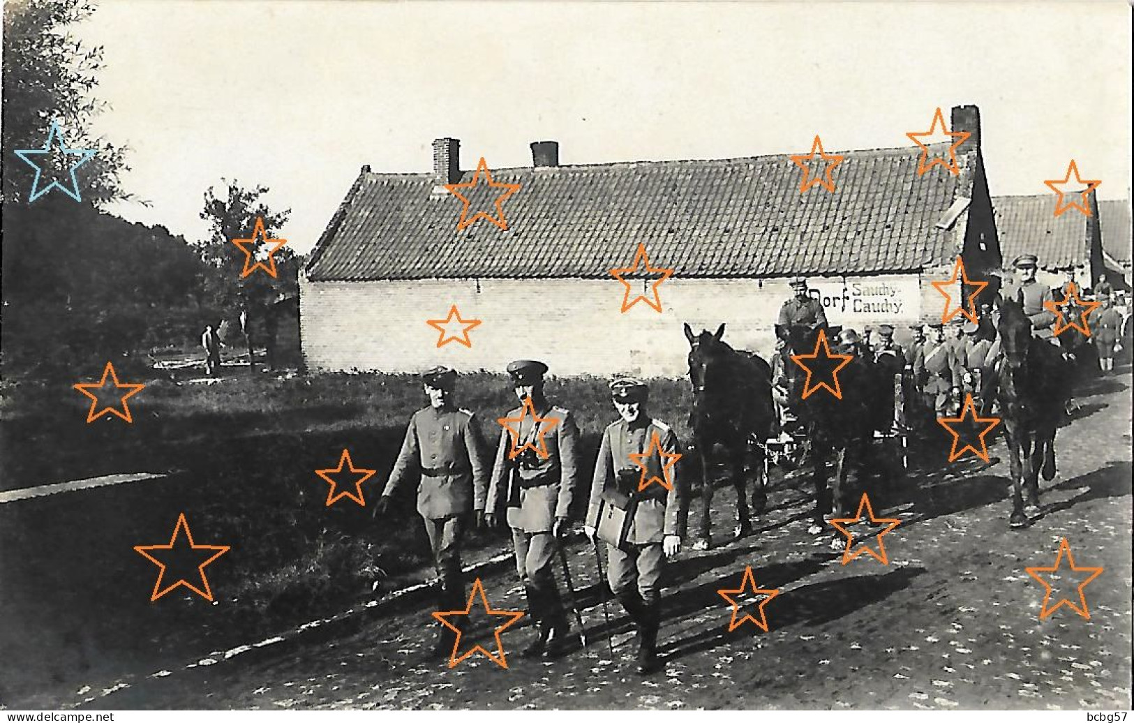 SAUCHY-CAUCHY Secteur Cambrai Carte Photo Allemande Prisonniers Anglais Et Soldats Allemands Guerre 14-18, WW1 - Sonstige & Ohne Zuordnung