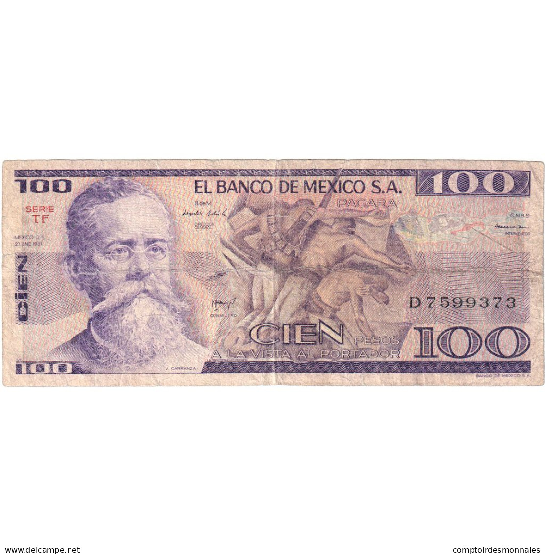 Mexique, 100 Pesos, 1981-01-27, KM:74a, B - Mexique