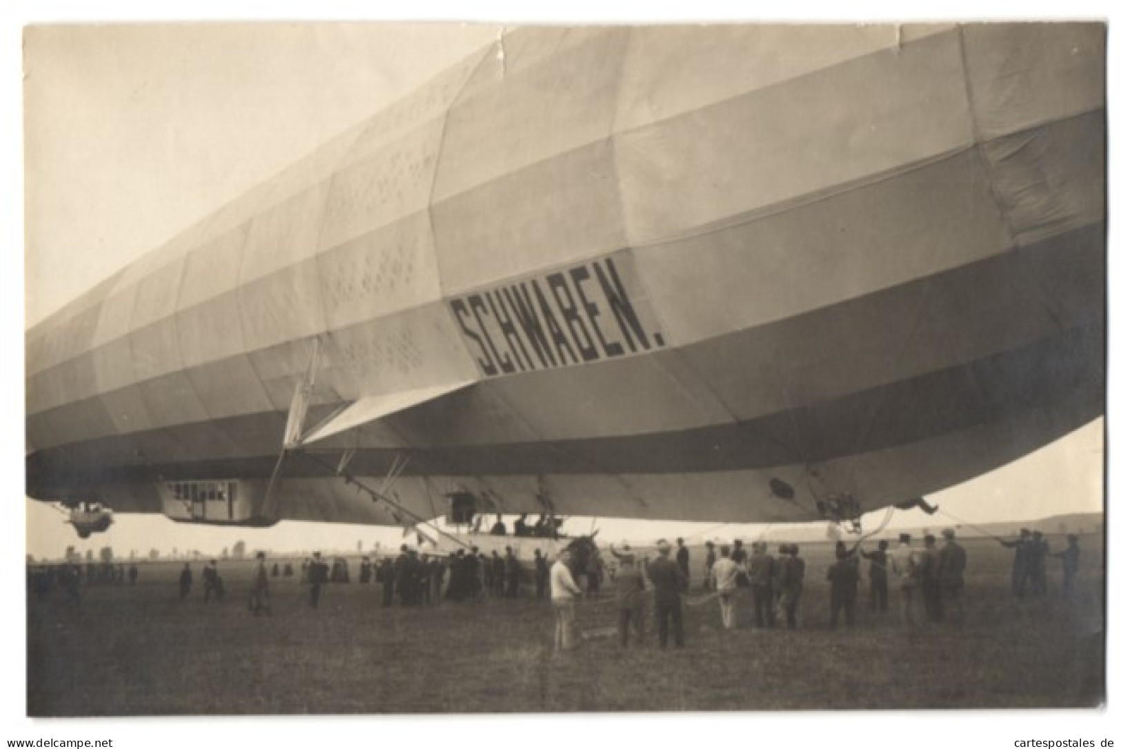 Fotografie Zeppelin Luftschiff Schwaben Kurz Nach Der Landung  - Aviation