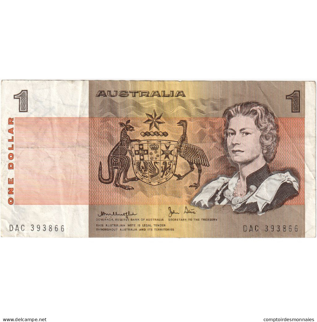 Australie, 1 Dollar, KM:42d, TB - 1974-94 Australia Reserve Bank (papier)