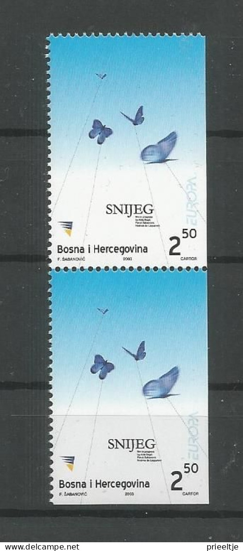 Bosnia Hercegovina 2003 Europa Butterflies Pair 2  Y.T. 397a/397b   ** - Bosnia Erzegovina