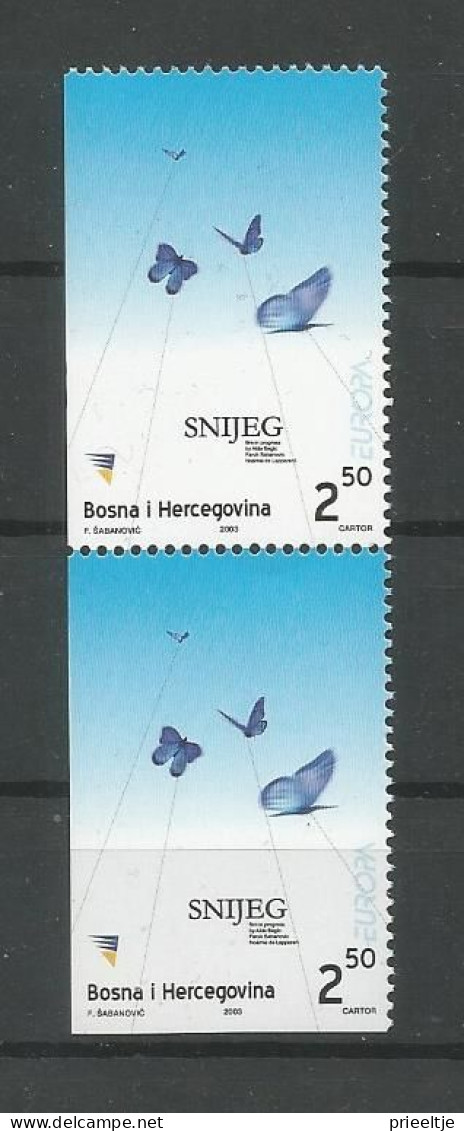 Bosnia Hercegovina 2003 Europa Butterflies Pair 1  Y.T. 397a/397b   ** - Bosnië En Herzegovina
