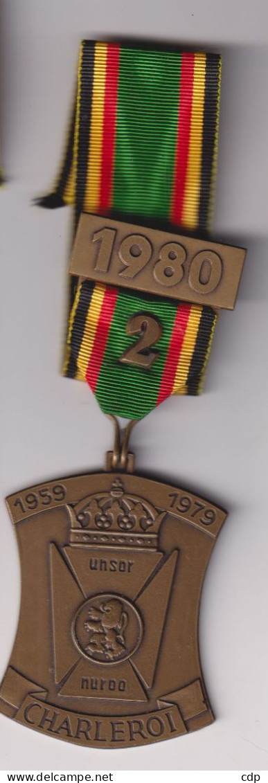 Médaille Union Nationale Des Sous Officiers En Retraite Charleroi  1980 - Belgique