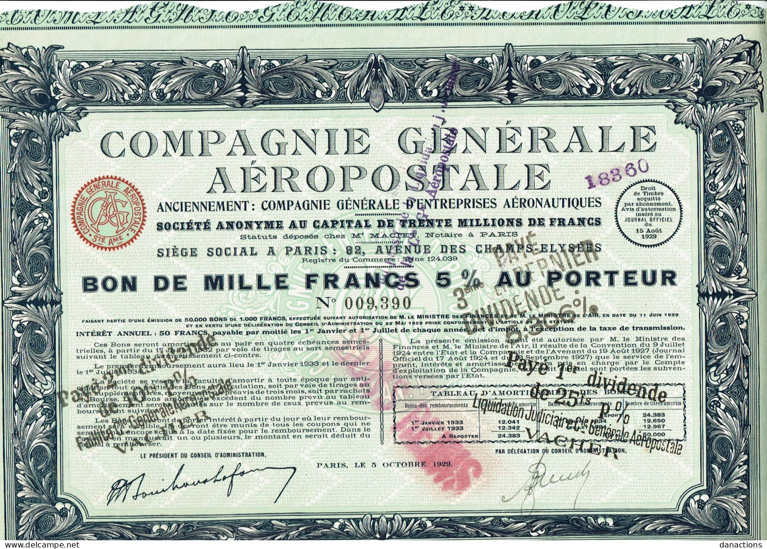 75-AEROPOSTALE. CIE GLE ...    Bon  1929.    Lot De 4.    Imprimerie Richard. - Andere & Zonder Classificatie