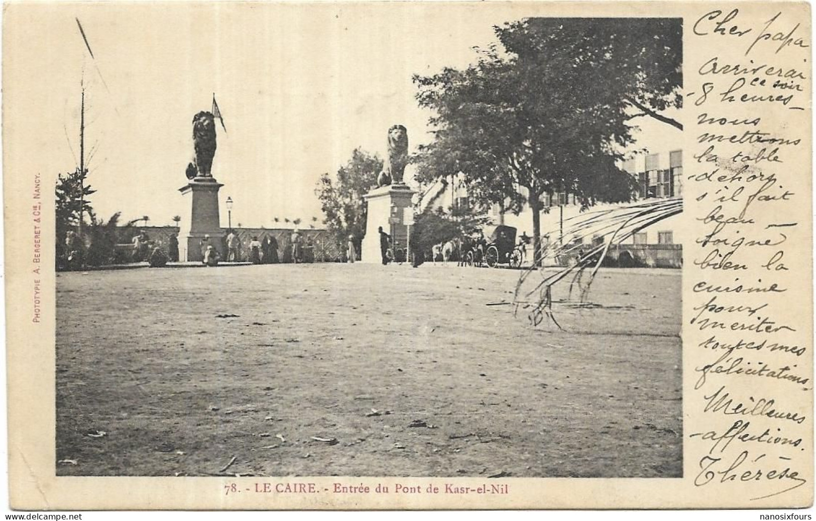 EGYPTE. LE CAIRE.  ENTREE DU PONT DE KASR EL NIL. CARTE ECRITE - Caïro