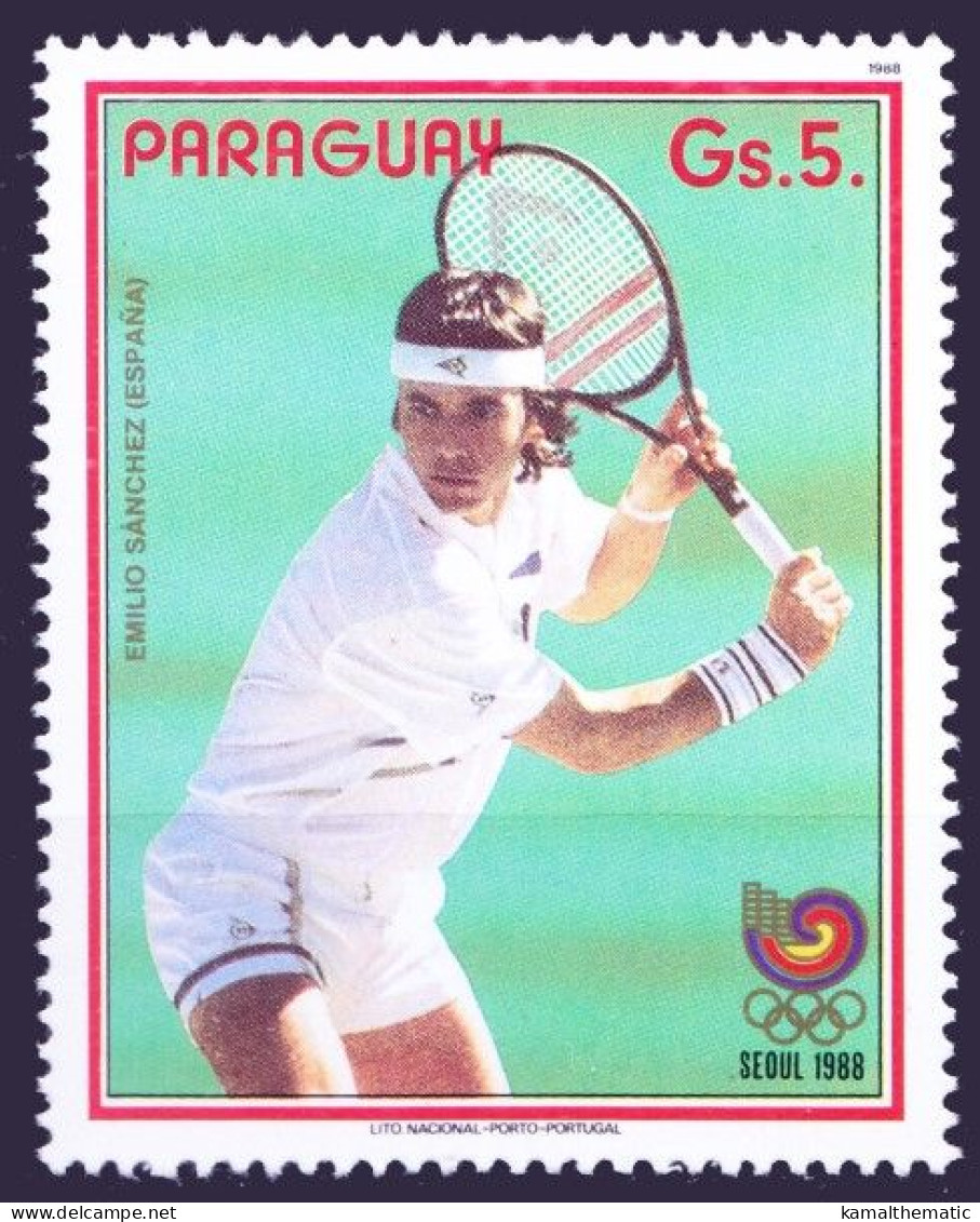 Paraguay 1988 MNH, Emilio Sanchez, Olympic Games, Sports, Tennis - Tennis