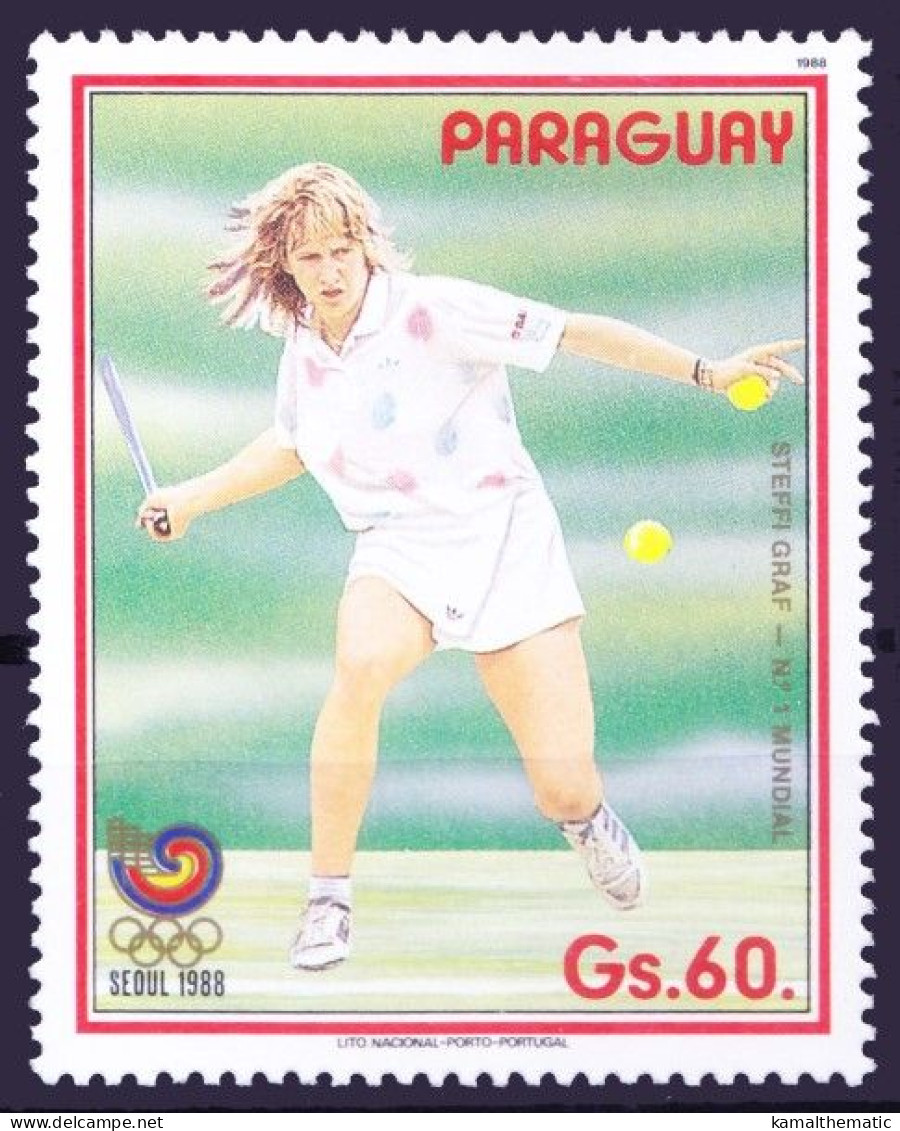 Paraguay 1988 MNH, Steffi Graf, Olympic Games, Sports, Tennis B - Tenis