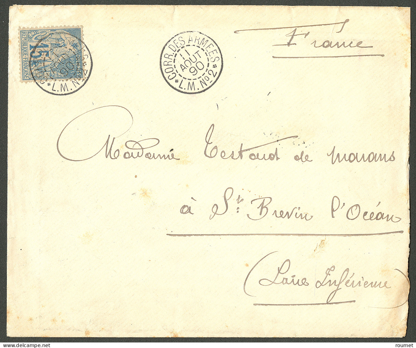 Lettre No 51, Obl Cad "Corr. Des Armées/L.M. N°2" Août 90 Sur Enveloppe Pour La France. - TB - Otros & Sin Clasificación