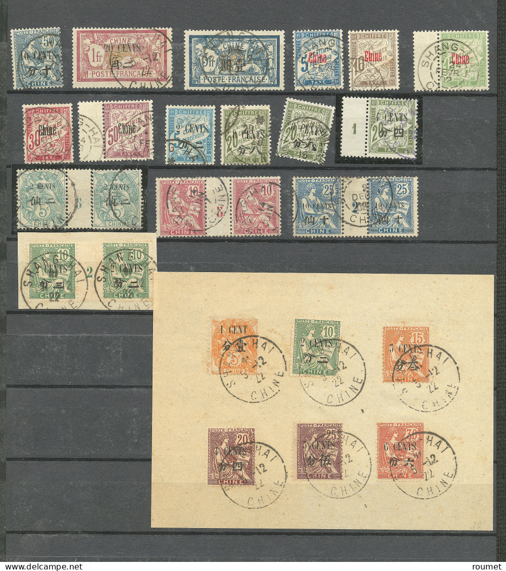 Shang-Hai. Collection. 1894-1922 (Poste, Taxe), Obl Choisies, Doubles Et Mill., Bel Ensemble. - TB - Sonstige & Ohne Zuordnung