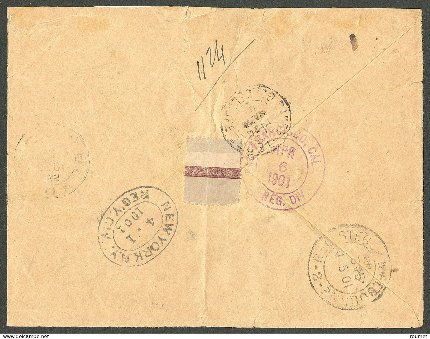 Lettre Cad Bleu "Guadeloupe/Saint Barthelemy" Mars 1901 Sur N°27 + 28 (12) + 30 Bande De Cinq, Sur Enveloppe Recomm. Pou - Sonstige & Ohne Zuordnung