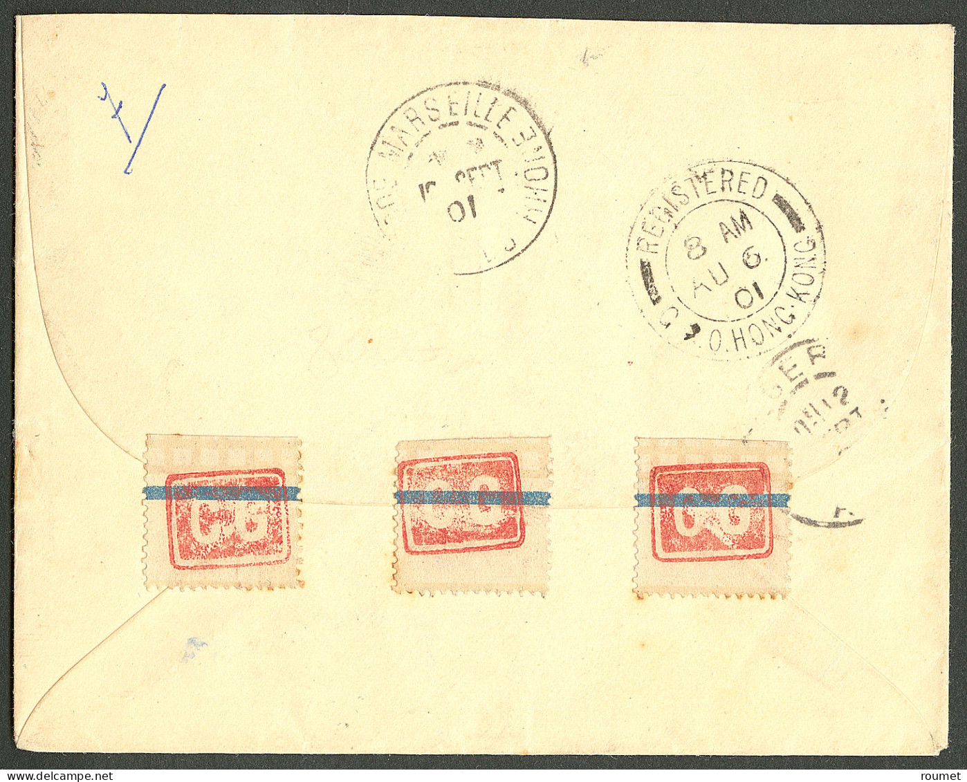 Lettre Cad Rouge "Haiphong/Tonkin" Août 1901, Sur N°9 + 11, Bdf, Sur Enveloppe Recomm. Pour /Alger. - TB - Autres & Non Classés