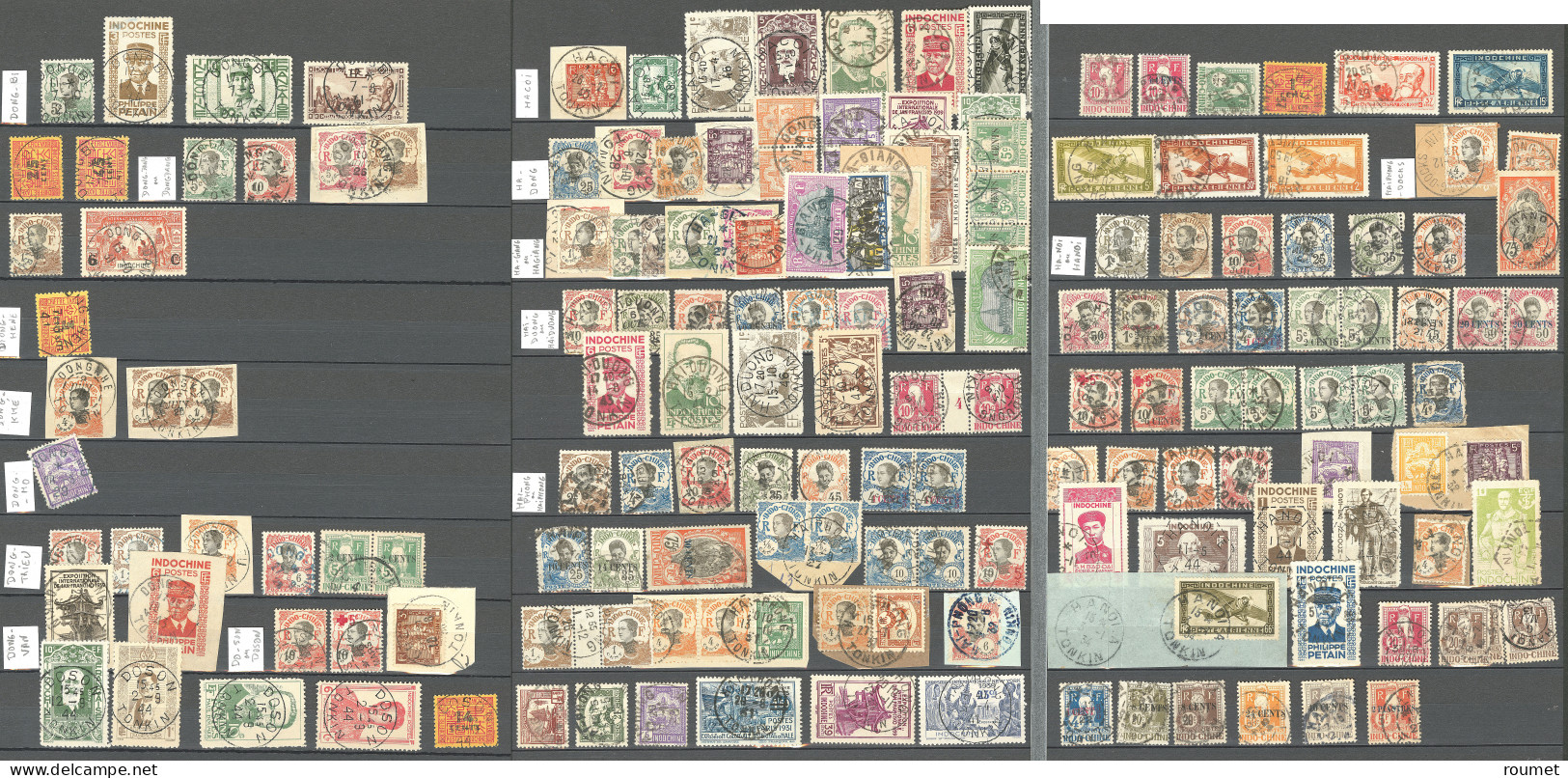 Collection. 1907-1945 (Poste, PA, Taxe), obl choisies de petits bureaux du Tonkin entre Backan et Yen-Minh. - TB ou B