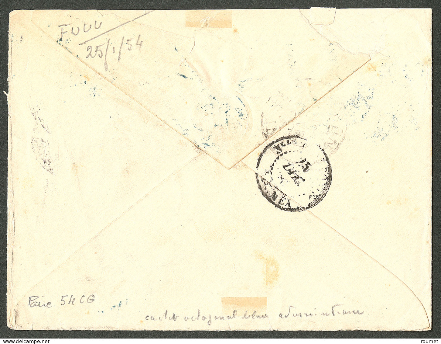 Lettre Cad Télégraphique Bleu "Bourail" 1888 Sur CG 54 (2) Sur Enveloppe Pour Lyon. - TB. - R - Otros & Sin Clasificación