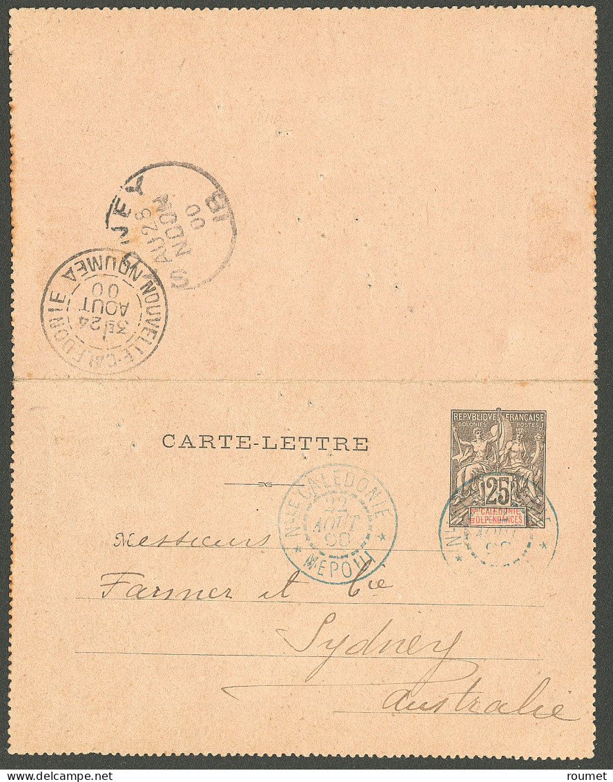 Lettre Cad Bleu "Nlle Calédonie/Nepoui". Entier 25c Pour Sydney, 1900. - TB - Autres & Non Classés