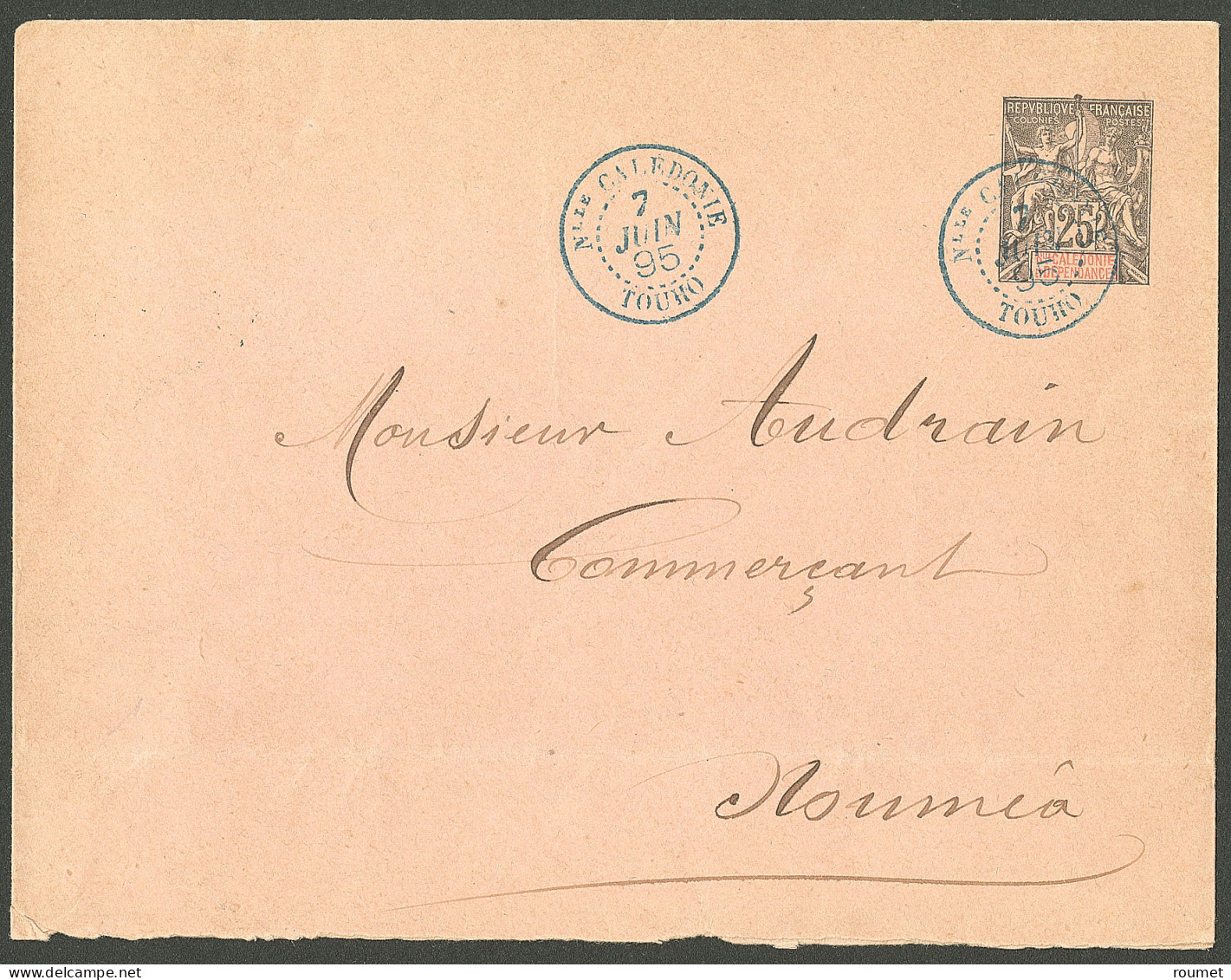 Lettre Cad Bleu "Nlle Calédonie/Touho". Entier 25c Pour Nouméa, 1895. - TB - Autres & Non Classés