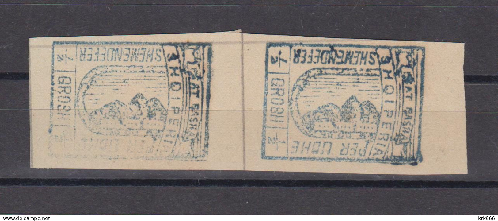 ALBANIA,, 1914,ESAT PASHA Revenue Stamp Used As Paper Money 1/2 Grosh Pair - Albanien