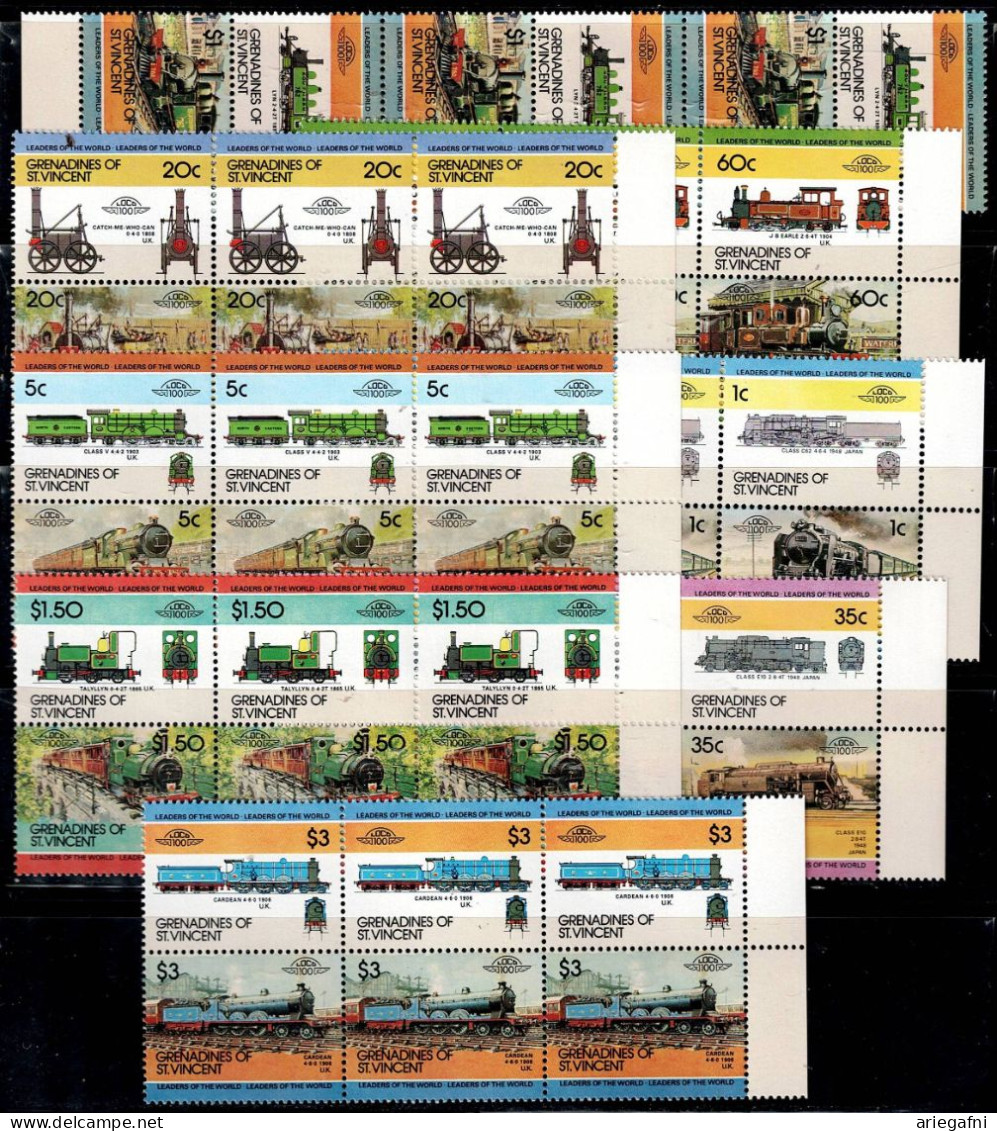 GRENADINES OF ST.VINCENT 1984 TRAINS STRIP OF 3 MI No 324-39 MNH VF!! - Trains