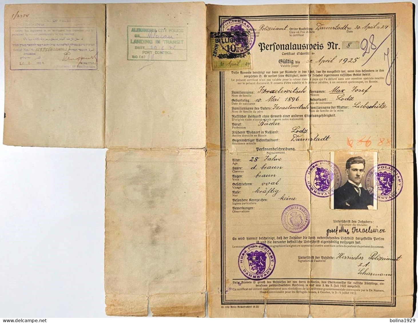 1924 German Nansen Passport - Historische Documenten