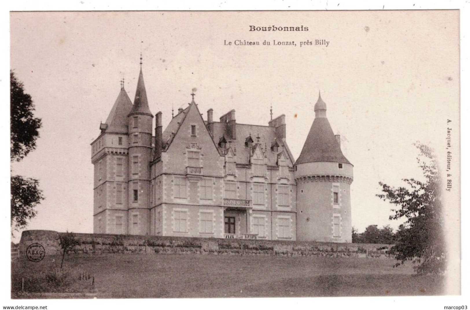03 ALLIER BILLY Château Du Lonzat Plan Peu Courant - Sonstige & Ohne Zuordnung