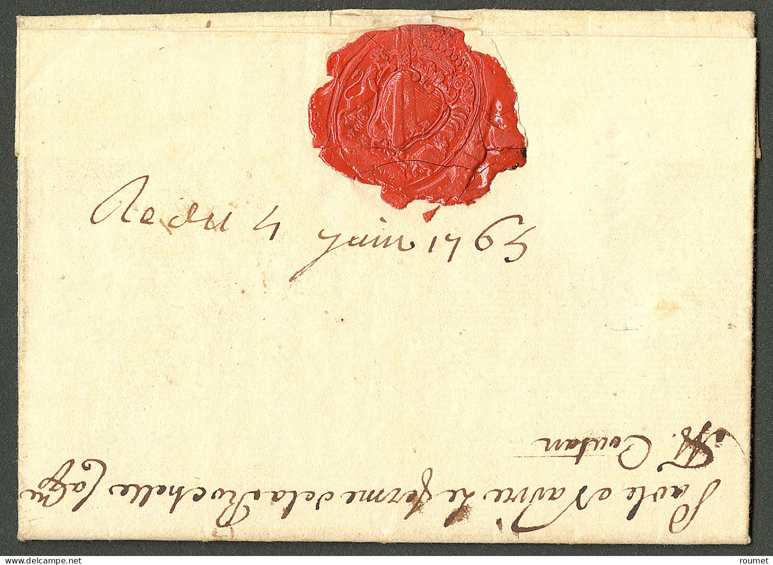 Lettre Arcahaye (Jamet N°1). Lettre Avec Texte Daté Du 21 Mars 1765 Pour Au Recto, Marque D'entrée "Col. N Par/La Rochel - Haïti