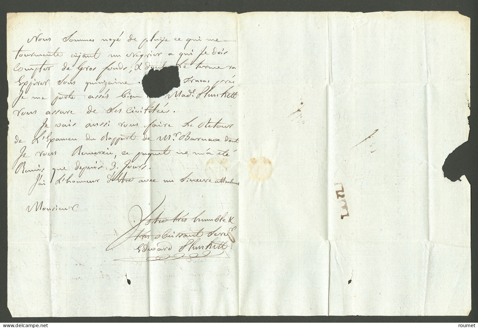 Lettre L'islet (Jamet N°2). Lettre Avec Texte Daté L'Islet St Joseph Le 25 Février 1791, Pour Jérémie. - TB. - R - Haiti