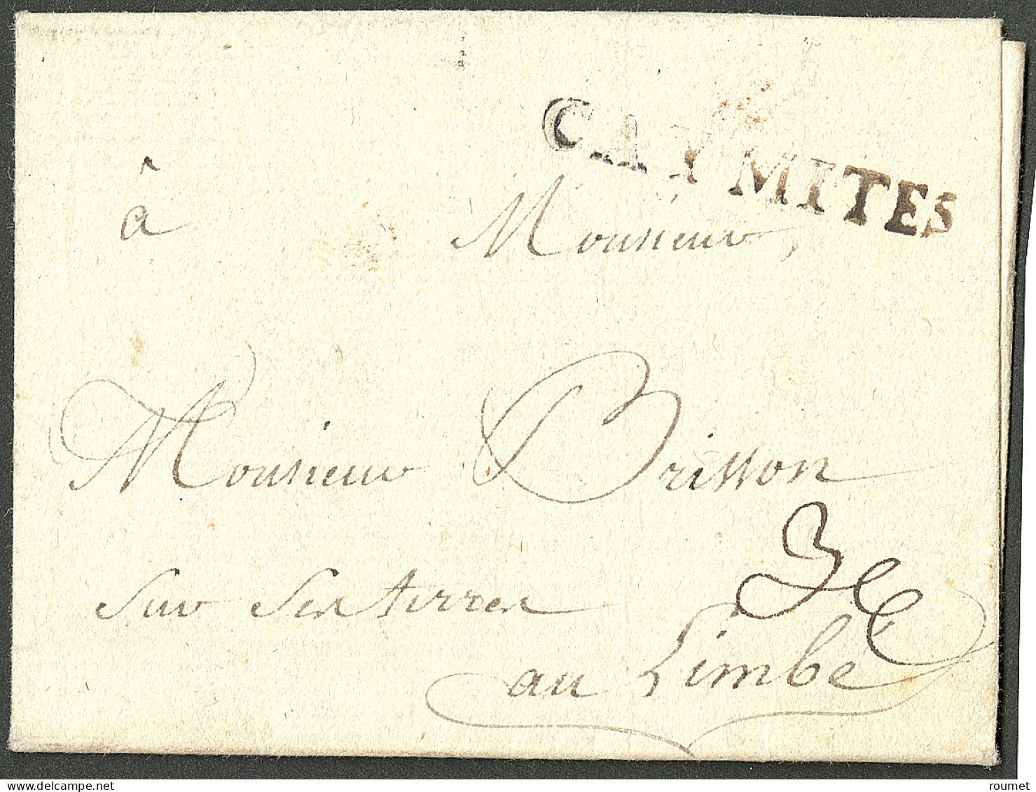 Lettre Caymites (Jamet N°1). Lettre Avec Texte Daté De Plymouth Le 9 Octobre 1790 Pour Limbre. - TB. - R - Haiti