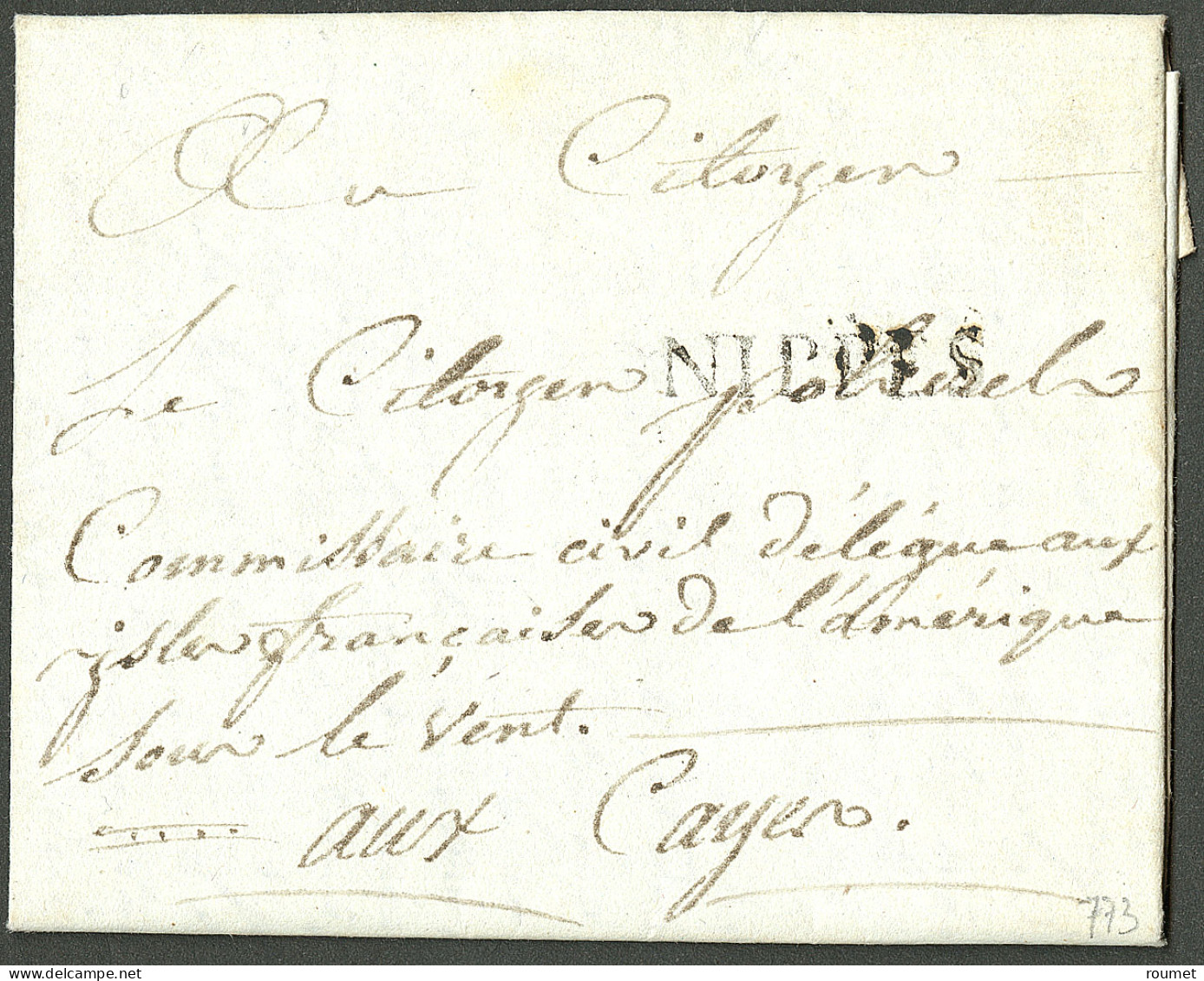 Lettre Nippes (Jamet N°3). Lettre Avec Texte Daté De L'Ance à Veau Le 28 Janvier 1794 Pour Les Cayes. - TB - Haïti