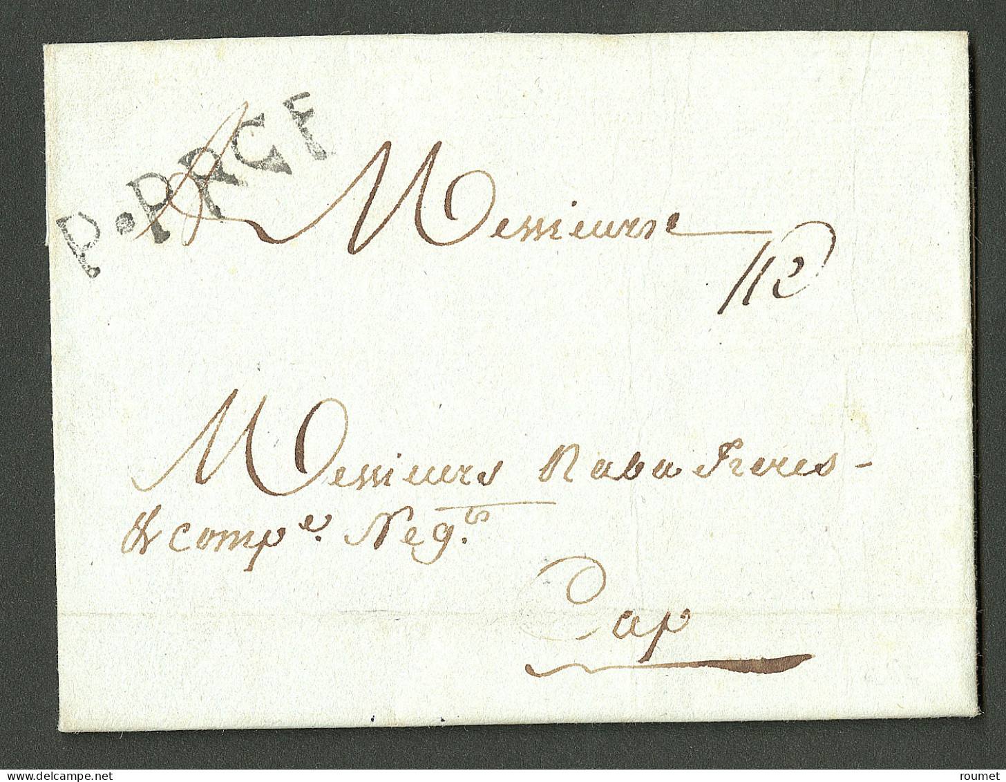 Lettre P.Prce (Port Au Prince, Jamet N°3). Lettre Avec Texte Daté Du 5 Janvier 1778 Pour Le Cap. TB - Haïti