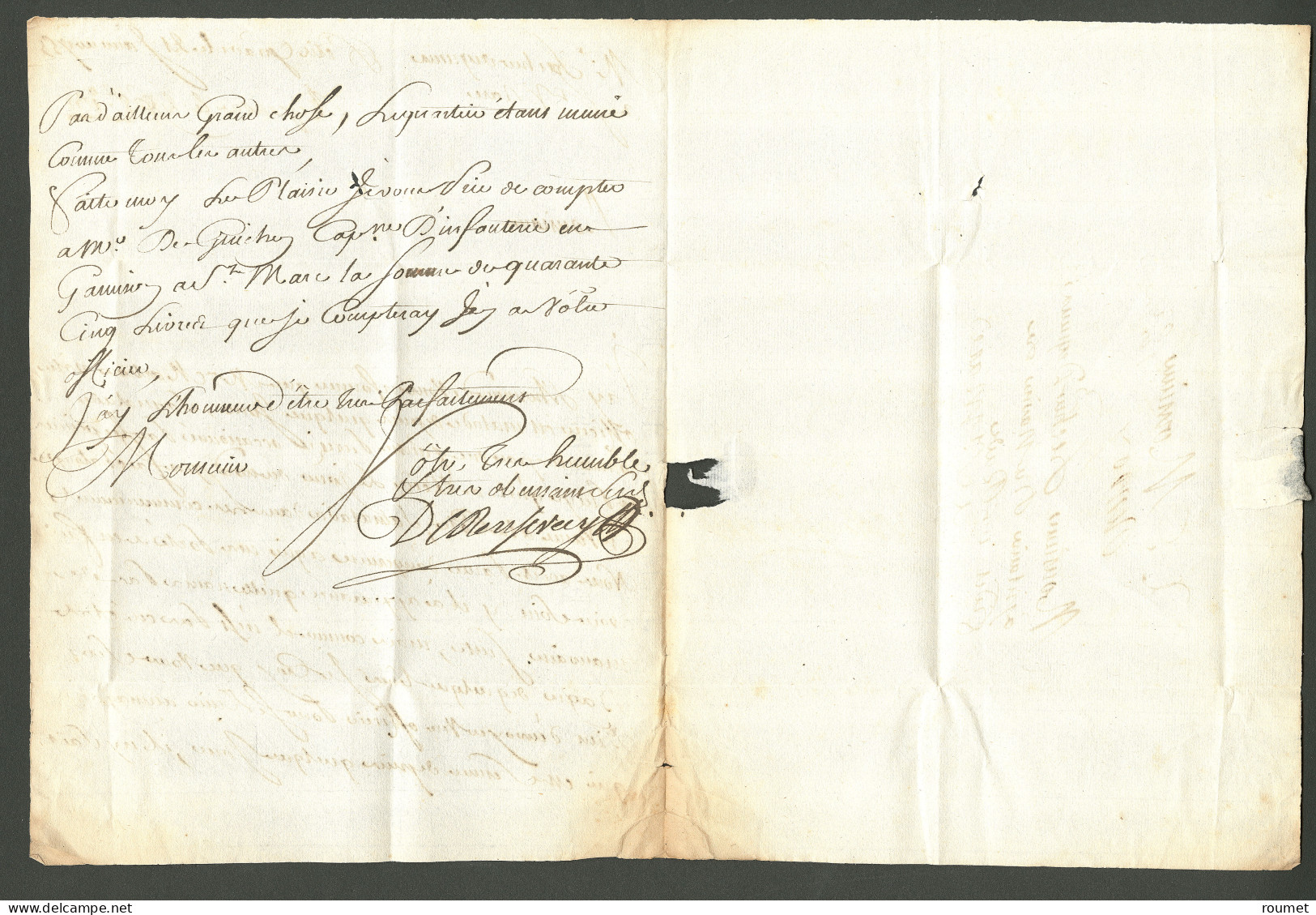 Lettre Petit Goave. Lettre Avec Texte Daté De Petit Goave Le 21 Janvier 1755 Pour Un Capitaine De Navire En Rade à Saint - Haiti