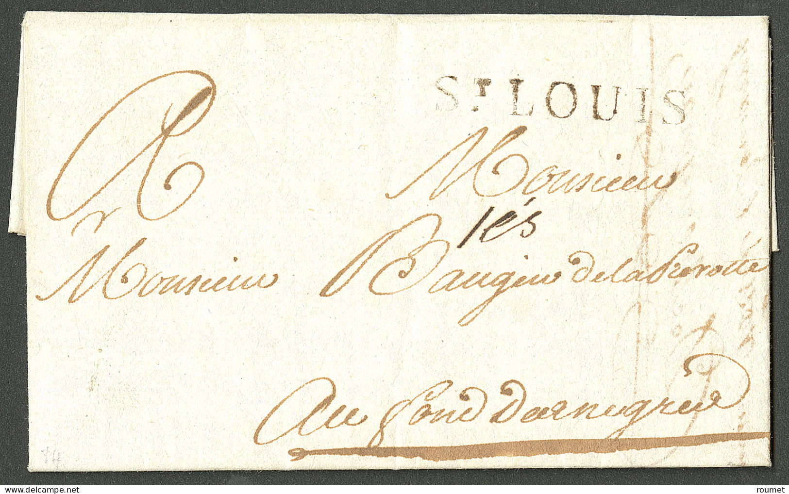 Lettre St Louis (Jamet N°3). Lettre Avec Texte Daté Du 13 Juin 1784 Pour Le Fond Des Nègres. - TB - Haïti