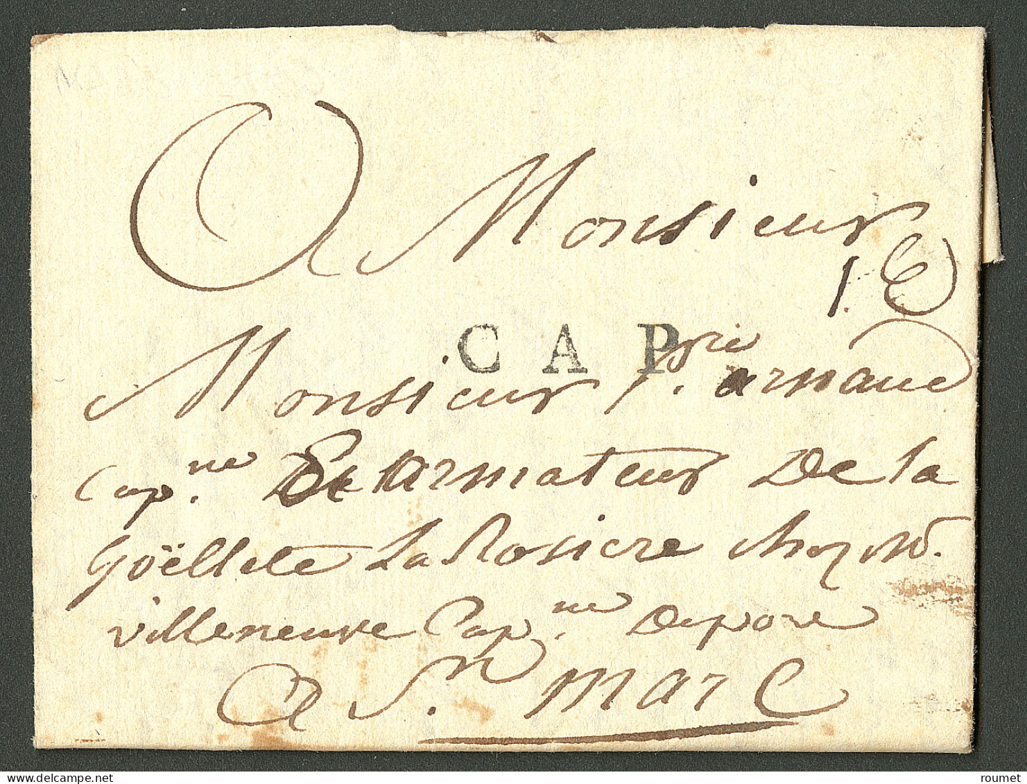 Lettre Cap (Jamet N°10). Lettre Avec Texte Daté Du 21 Mars 1783 Pour Saint Marc. TB. - Haïti