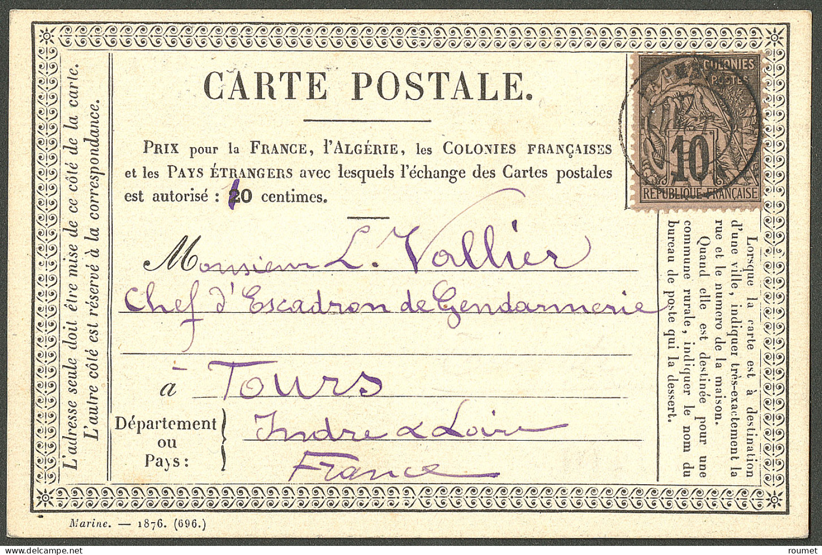 Lettre Cad "Papeete/Taiti". CG No 50 Sur Carte Précurseur Datée Du 7 Oct 91. - TB. - R - Otros & Sin Clasificación