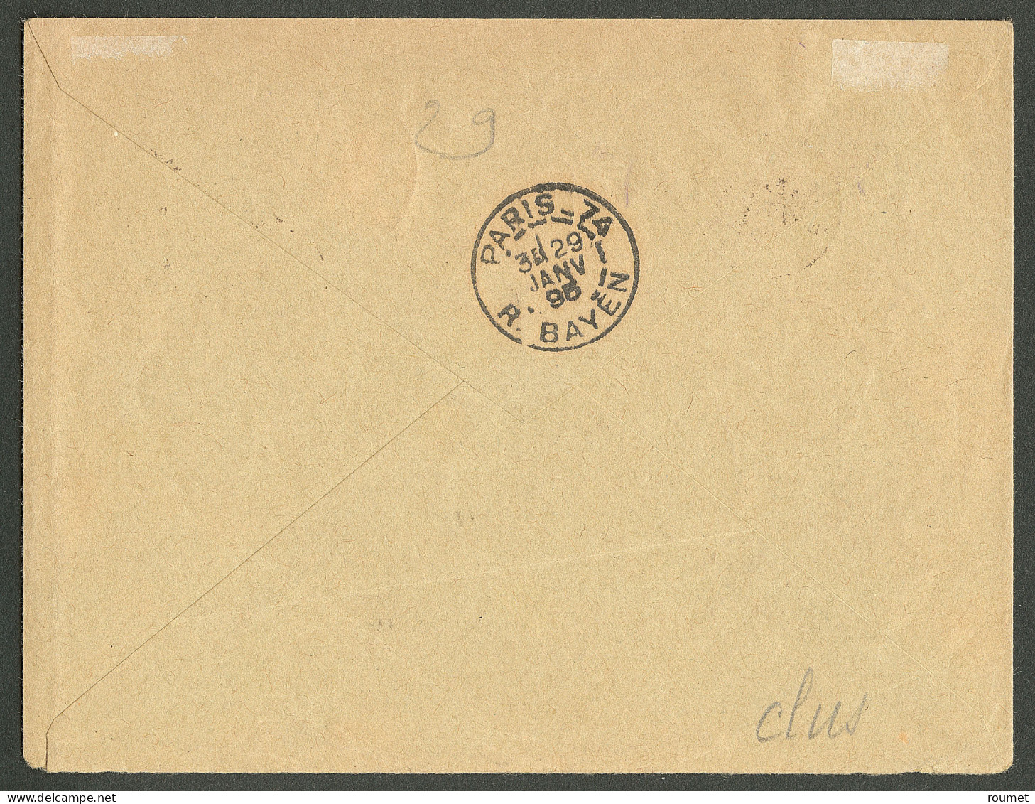 Lettre Cad "Papeete/Taiti". No 17 Sur Enveloppe Recommandée Pour Paris Avec AR, 1894. - TB. - Autres & Non Classés