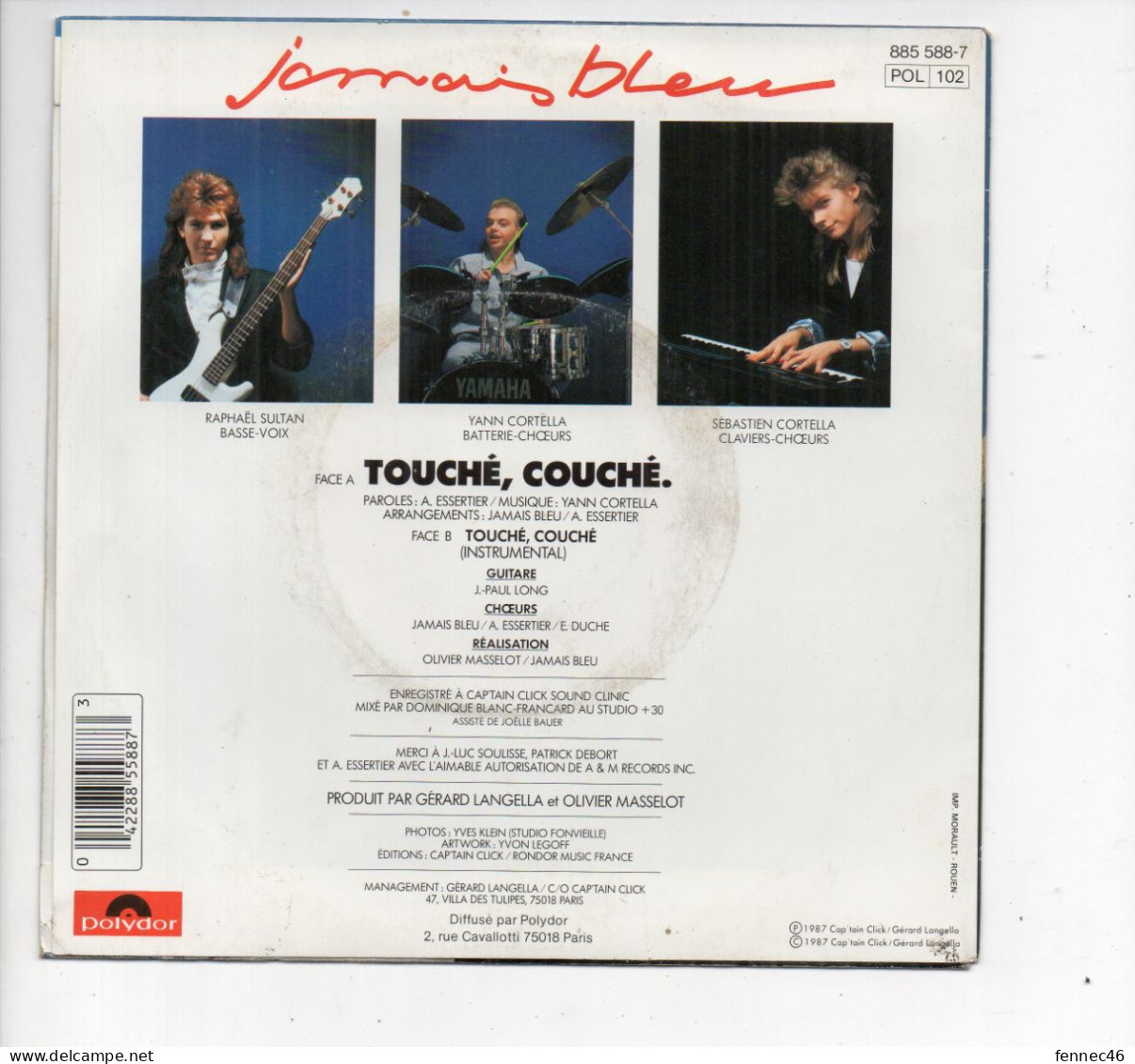 * Vinyle  45T - Jamais Bleu - Touché, Couché - Instr. - Sonstige - Franz. Chansons