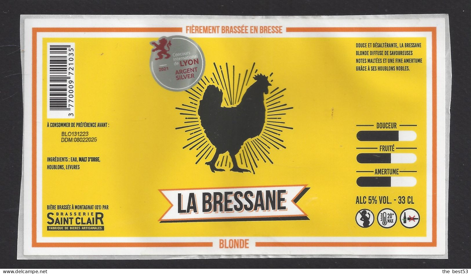 Etiquette De Bière Blonde  -  La Bressane -  Brasserie Saint Clair à Montagnat  (01) - Bier