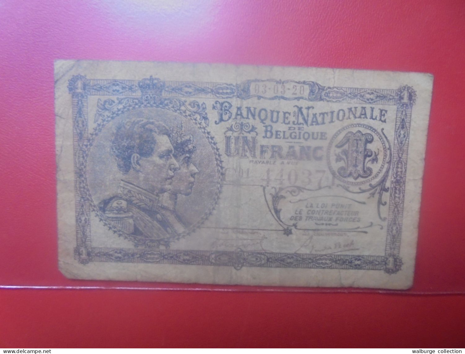 BELGIQUE 1 Franc 3-3-1920 Circuler (B.18) - 1 Franc