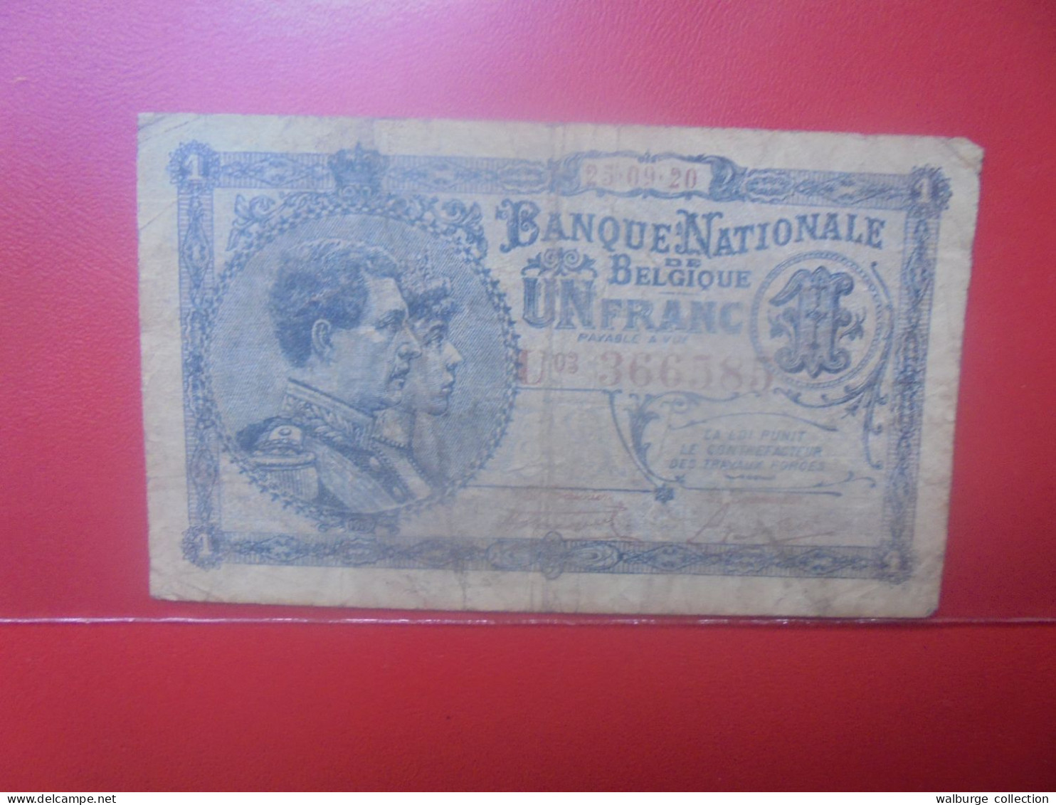 BELGIQUE 1 Franc 25-9-1920 Circuler (B.18) - 1 Franc