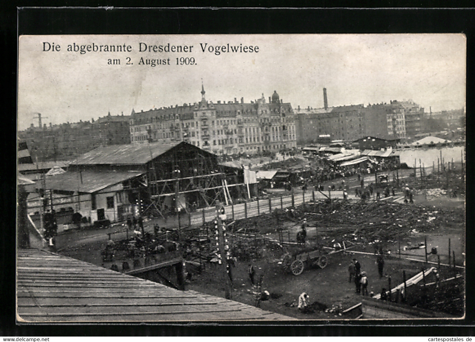 AK Dresdener Vogelwiese, Abgebrannt Am 2. August 1909  - Otros & Sin Clasificación