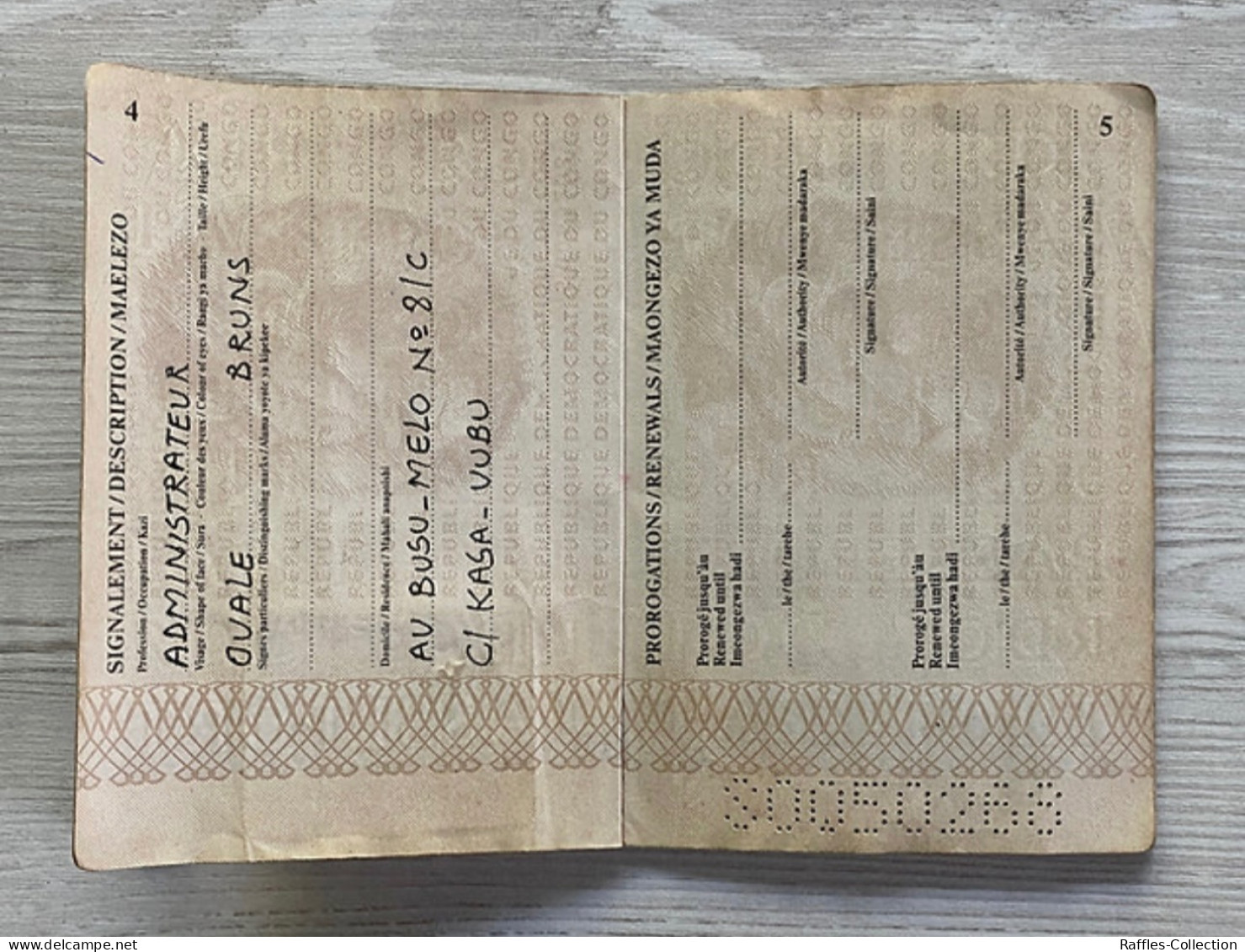 Congo Service Passport Passeport Reisepass Pasaporte Passaporto - Documentos Históricos