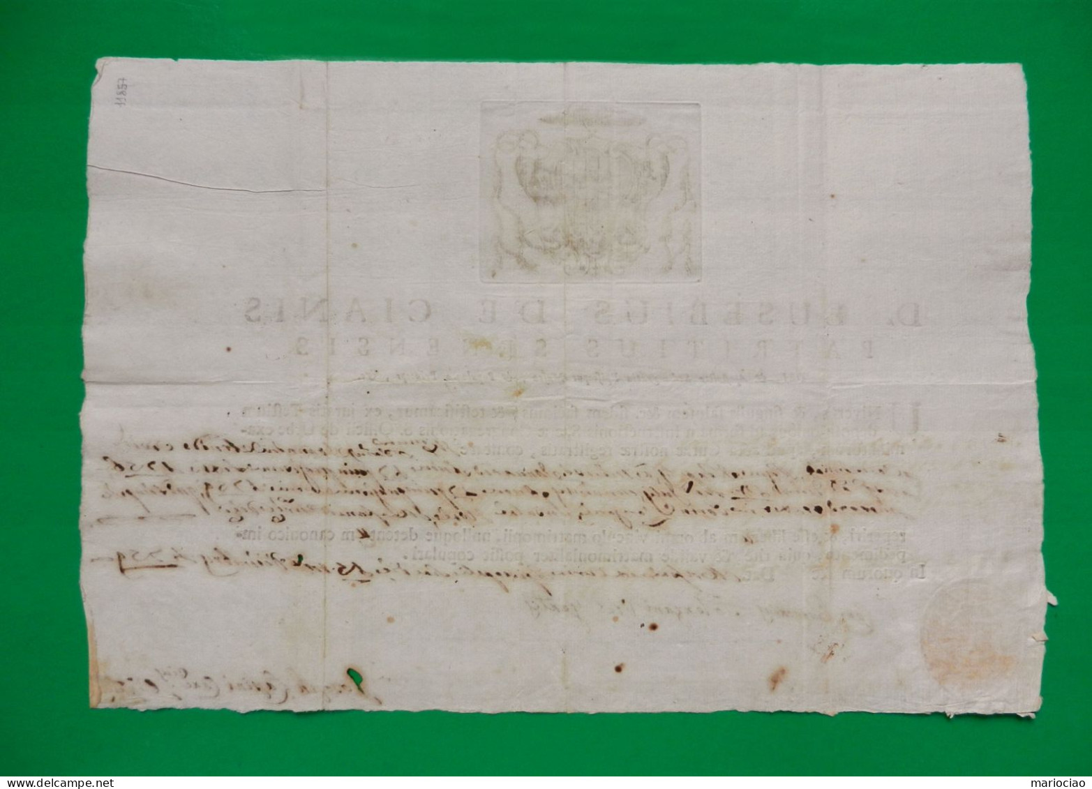 D-IT Bolla 1759 MASSA(Massa-Carrara) Vescovo Eusebio Ciani, Patrizio Di Siena Cm 34x23 - Historische Documenten