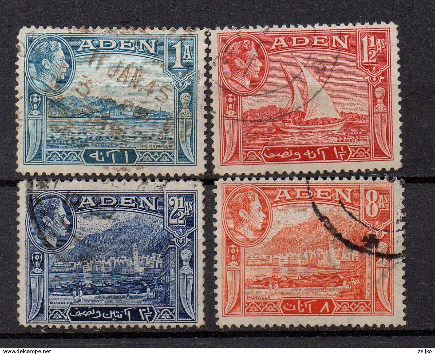 Aden, Used, 1939, Michel 18, 19, 21, 23, - Aden (1854-1963)