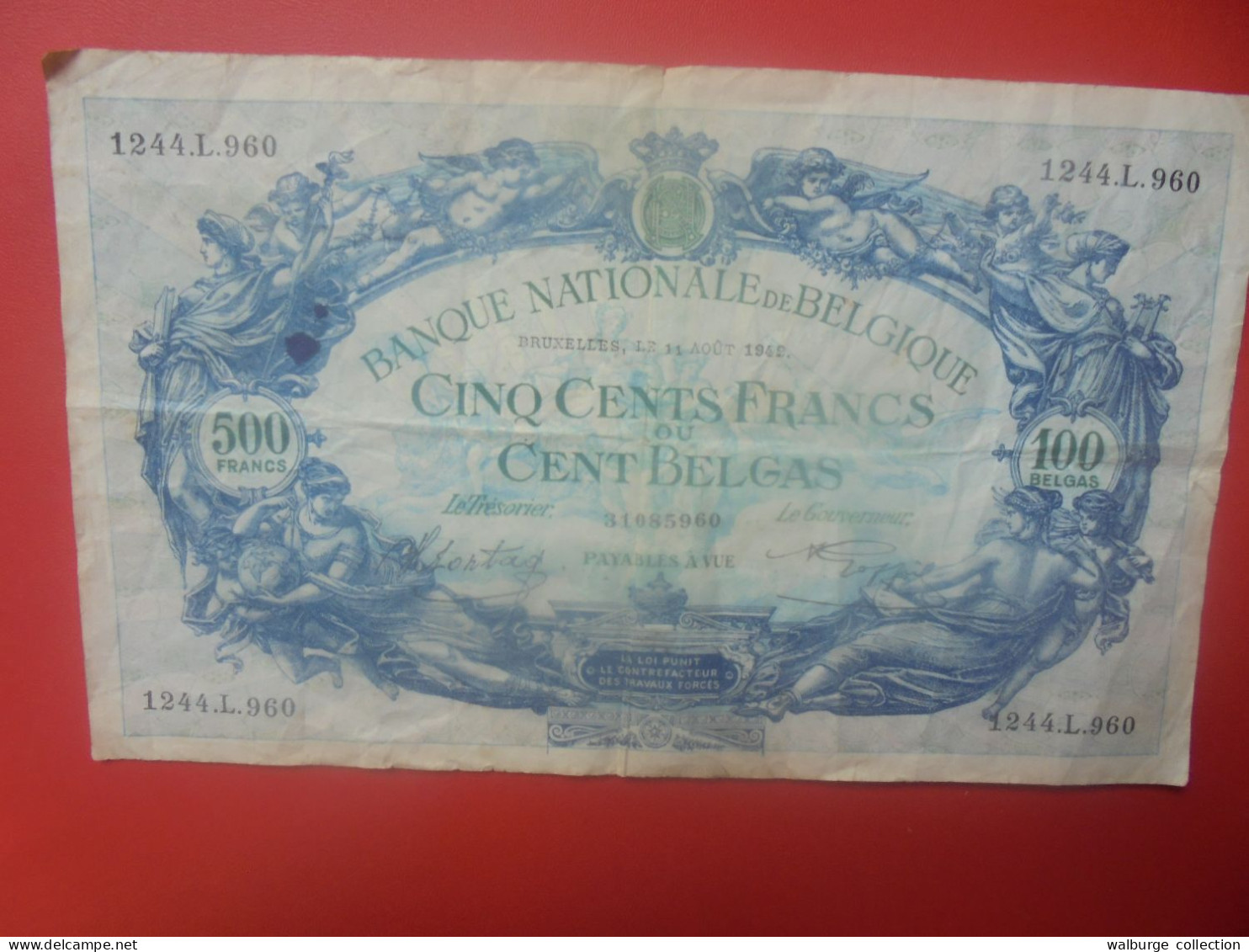 BELGIQUE 500 Francs 1942 Circuler (B.18) - 500 Franchi-100 Belgas