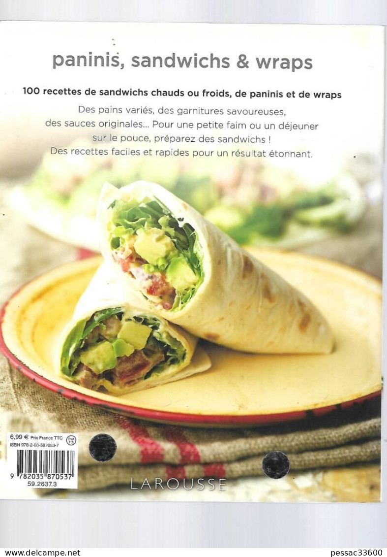 Paninis, Sandwich & Wraps  Corsi Stefania  BR TBE Carnet De Cuisine Edition Larousse  2012 - Gastronomia