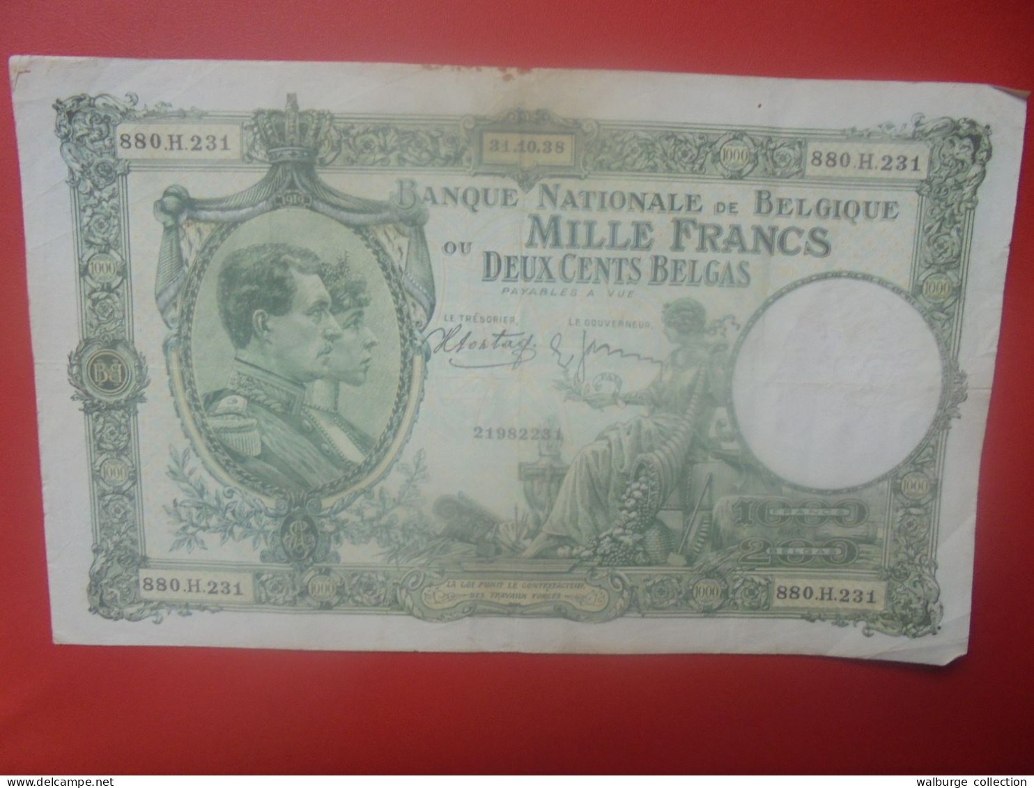BELGIQUE 1000 Francs 1938 Circuler (B.18) - 1000 Francs & 1000 Francs-200 Belgas