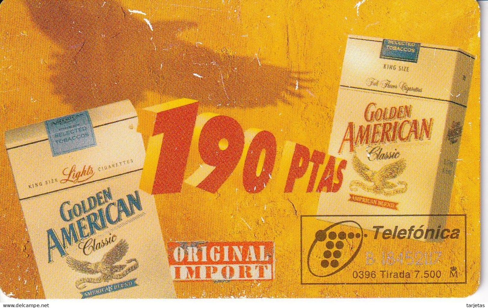 P-185/a TARJETA DE ESPAÑA GOLDEN AMERICAN III DE TIRADA 7500 Y FECHA 3/96  CHIP F-6 - Privatausgaben