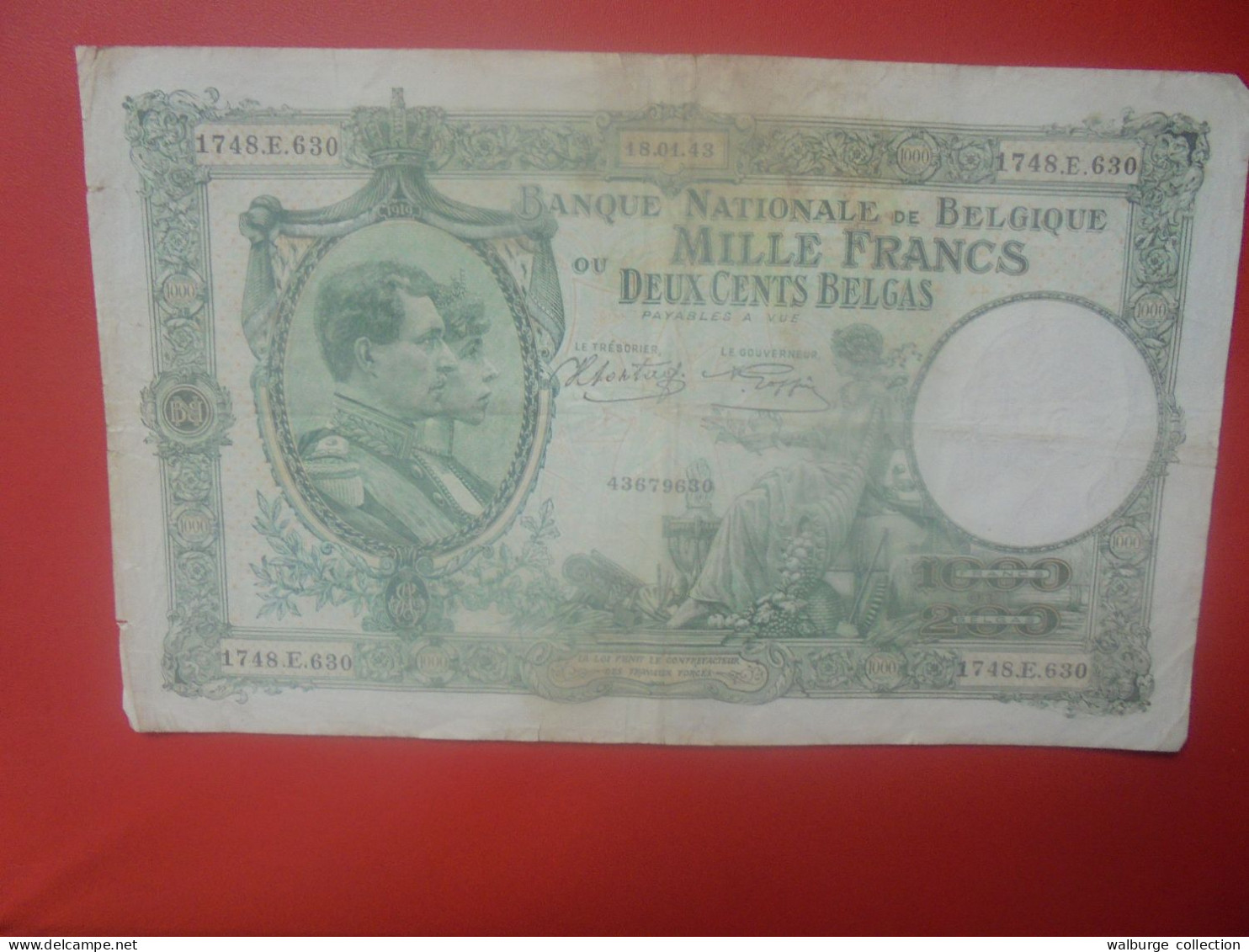 BELGIQUE 1000 Francs 1943 Circuler (B.18) - 1000 Francos & 1000 Francos-200 Belgas