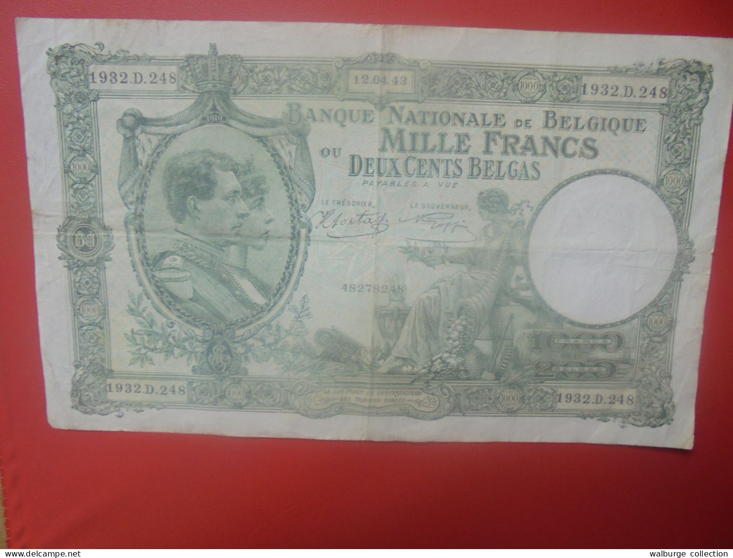 BELGIQUE 1000 Francs 1943 Circuler (B.18) - 1000 Francos & 1000 Francos-200 Belgas
