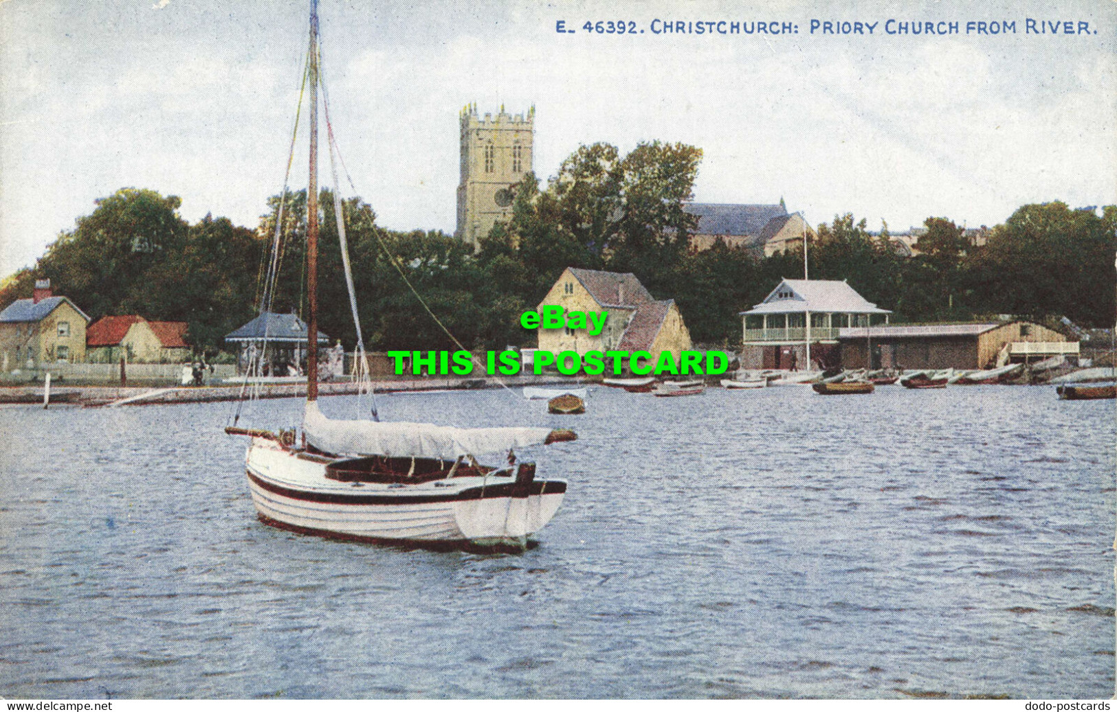 R598372 Christchurch. Priory Church From River. Photochrom. Celesque Series - World